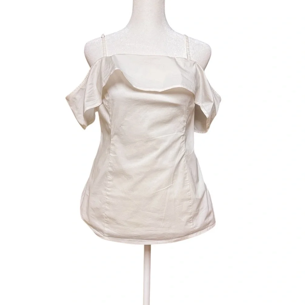 Michael Kors White Off-Shoulder Ruffle Top Size 6